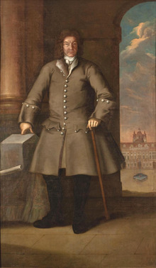 Der Barockbaumeister mit Gehstock, Gemälde auf Schloss Landeck.
