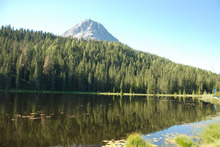 Rund um den See (Piz Lad, 2808 m, im Hintergrund) entstand das Wegeprojekt „Natur-Kultur-Wasser“.