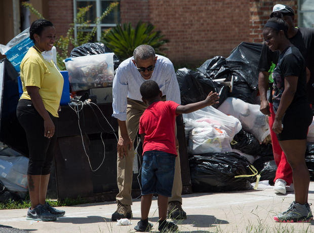 Auch US-Präsident Barack Obama besuchte die Hochwasserregion Louisiana.