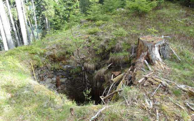 Die Wolfsgrube in Gaimberg war bis zur Hälfte mit Steinen, Erde, Knochen und Ästen gefüllt.