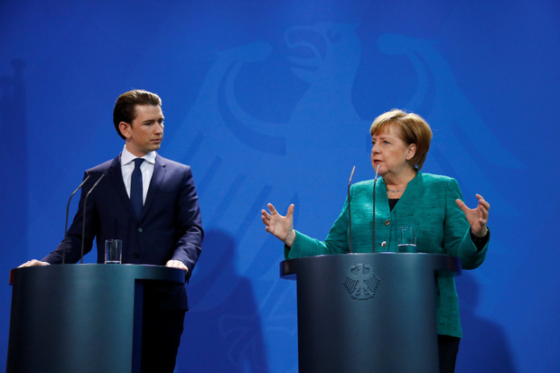 Die deutsche Kanzlerin Angela Merkel mit dem österreichischen Bundeskanzler Sebastian Kurz.