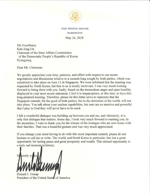 Trumps Brief an Kim.