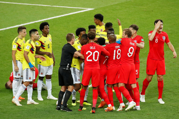 Hektik bestimmte das Spiel zwischen England und Kolumbien.