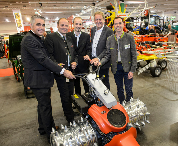 Messe-Organisator Georg Hetzenauer, LHStv. Josef Geisler, LK-Präsident Josef Hechenberger, AK-Präsident Erwin Zangerl, Hansjörg Stöckl (Sprecher Landmaschinenhandel Tirol).