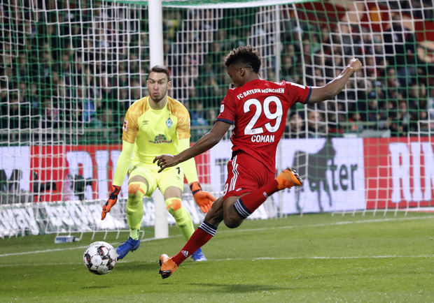 Kingsley Coman feierte gegen Bremen nach langer Verletzungspause sein Comeback.