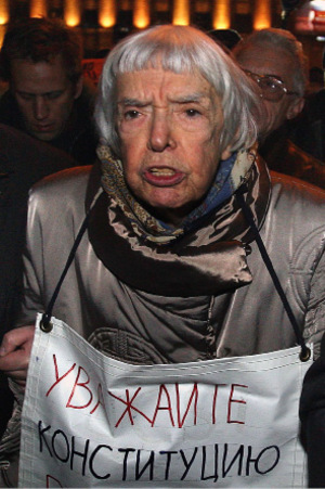 Die Aktivistin bei einem Protest 2009 in Moskau.