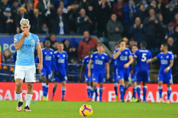Sergio Aguero und Manchester City verließen Leicester mit hängenden Köpfen.