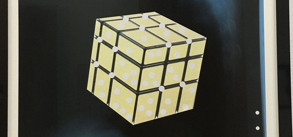 „Futur Cube“ von Heidi Holleis, Collage auf Röntgenbild.