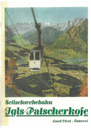 Die „Seilschwebebahn“ auf den Kofel, künstlerisch dargestellt von August Moser.