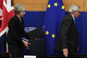 Theresa May nach ihrem Treffen mit Jean-Claude Juncker in Straßburg.
