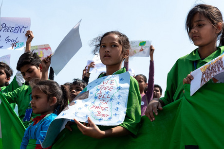 Proteste in Neu-Delhi.