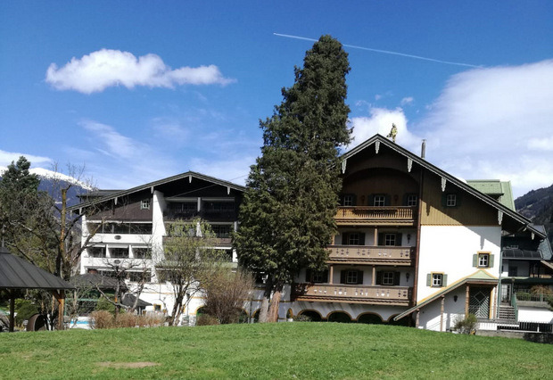 In Mayrhofen geriet ein meterhoher Baum in eine gefährliche Schräglage und drohte auf das Dach eines Hotels zu stürzen.