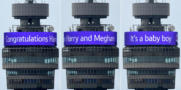 In London verkündeten große Leuchtbuchstaben vom BT Tower: "It's a baby boy!"