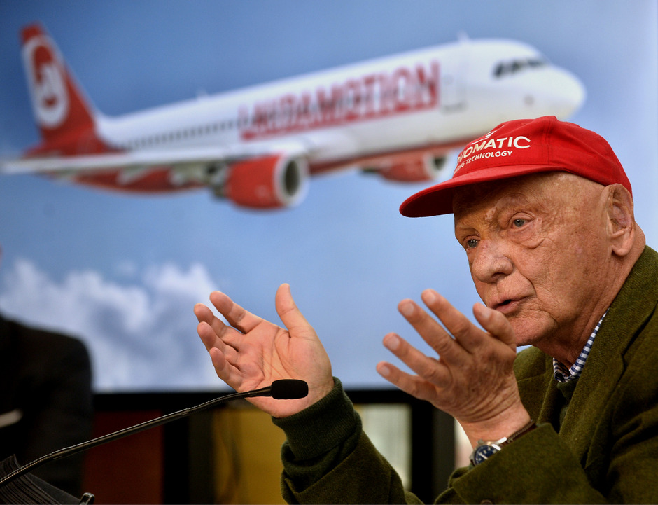 Niki Lauda während der Pressekonferenz zu Laudamotion am 16. März 2018.