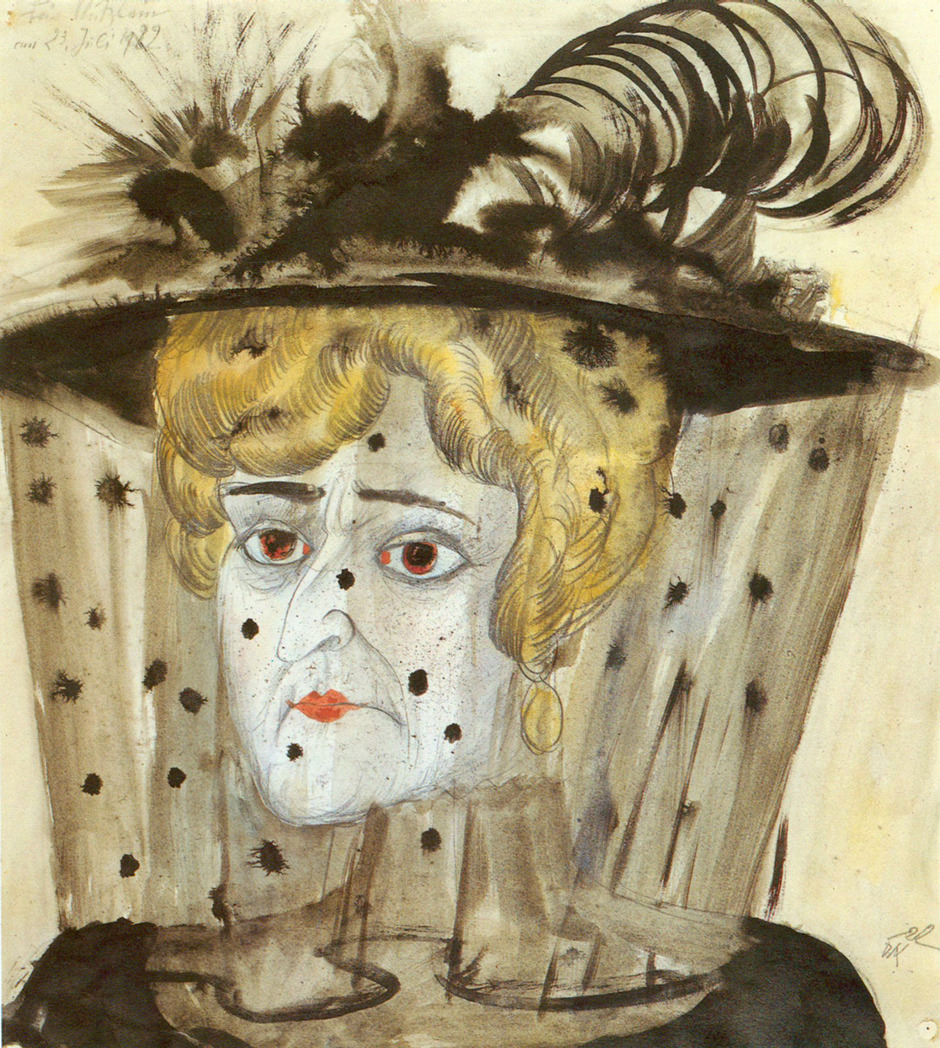 Otto Dix, Die Witwe, 1922, 49,5 x 45 cm, Aquarell auf Kupferdruckpapier/ Bleistiftvorzeichnung, Zeppelin Museum Friedrichshafen.