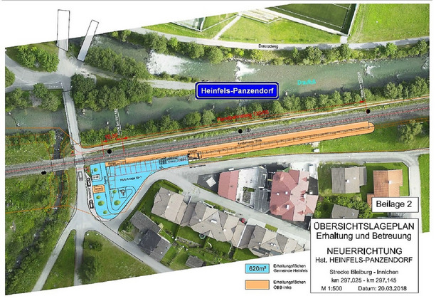 Im Bereich dieser Eisenbahnkreuzung an der Drau entsteht die Haltestelle Heinfels-Panzendorf.