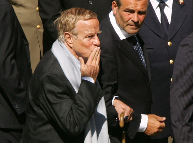 Franco Zeffirelli beim Begräbnis von Luciano Pavarotti 2007.