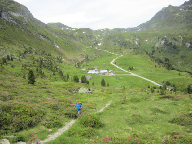 Bei dieser Alm zweigt man im Mölstal ins Gelände ab.
