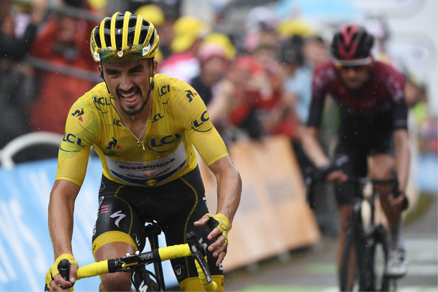 Tour-Leader Julian Alaphilippe hatte ordentlich zu kämpfen.