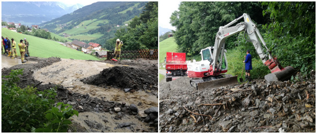 Die Feuerwehr war wegen einer Vermurung mit einem Bagger in Weerberg im Einsatz.