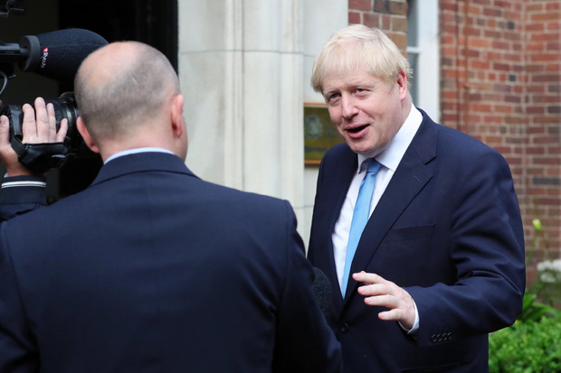 Boris Johnson bei seiner Ankunft am Stormont House in Belfast.