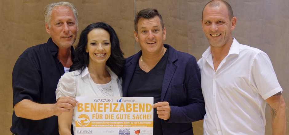 Martin Locher, Petra Frey, Marc Pircher und Reini Happ (v. l.) freuen sich auf die Gala im Haus Marie Swarovski.