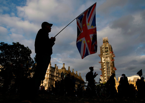 Demonstration gegen den Brexit vor dem Parlament in London.