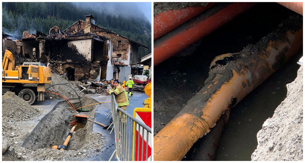 Die angebohrte Gasleitung – etwa vier Meter vom Haus entfernt.