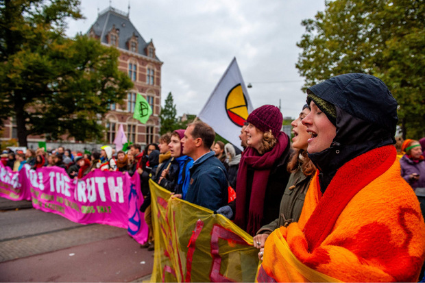 Straßenblockade im Zentrum von Amsterdam.
