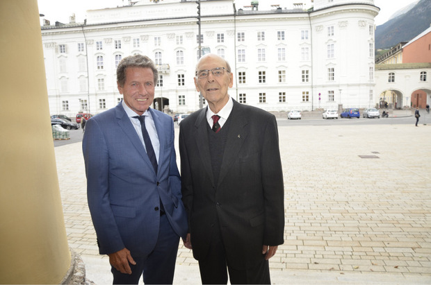Die beiden Altrektoren Otto Muck und Karlheinz Töchterle (l.).
