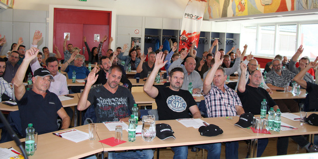 Die Forderungen der Gewerkschaften nach 4,5 Prozent mehr Lohn und Gehalt bzw. mindestens 100 Euro bleiben weiterhin aufrecht. Einstimmig wurde die Resolution zu Betriebesversammlungen beschlossen.