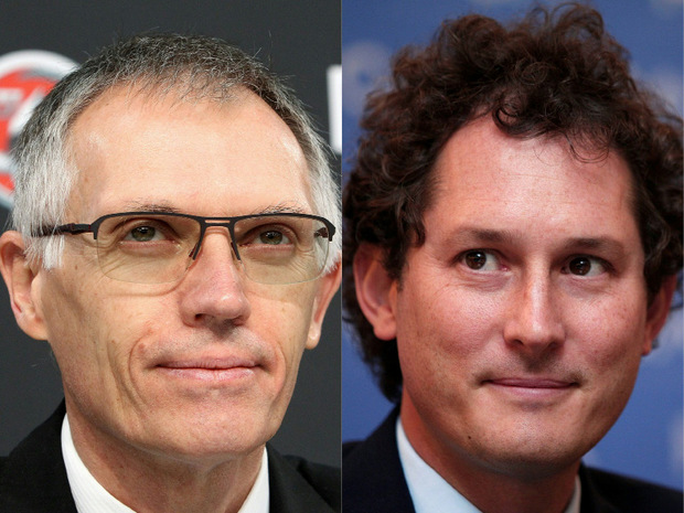 PSA-Chef Carlos Tavares (links) und John Elkann, FCA-Verwaltungsratsvorsitzender.