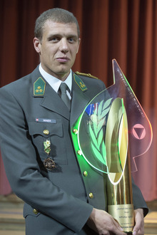 Hauptmann Christian Maier bekam für seine Kompanie die Auszeichnung „Einheit des Jahres“ verliehen.