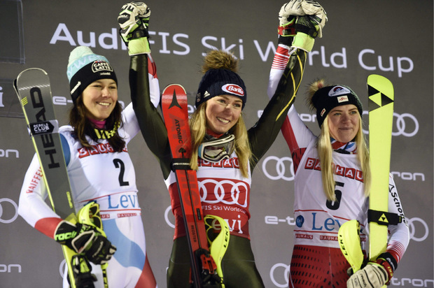 Die Top drei in Levi: Wendy Holdener, Mikaela Shiffrin und Katharina Truppe.