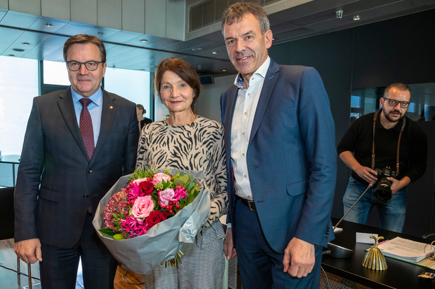Landeshauptmann Günther Platter, Vizebürgermeisterin Uschi Schwarzl und Bürgermeister Georg Willi.